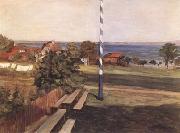 Leibl, Wilhelm Landscape with Flagpole (mk09) oil painting on canvas